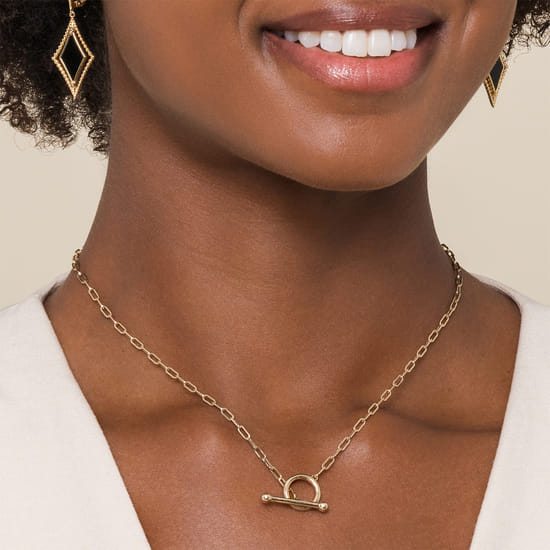 14K Yellow Gold Chain Necklace with Toggle  angle 4