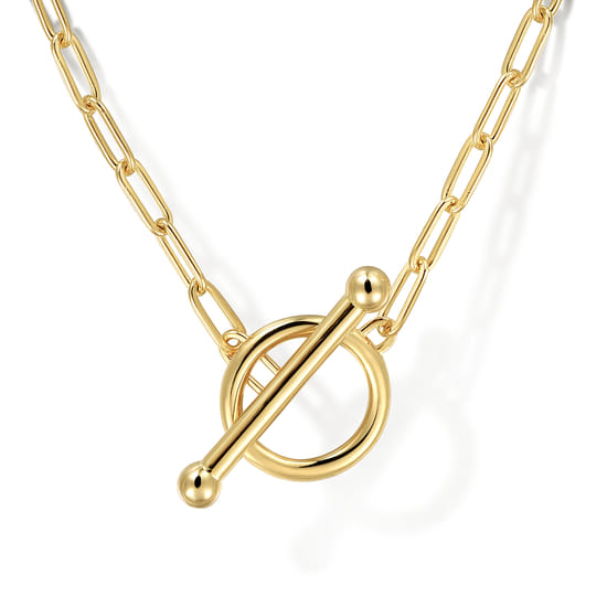 14K Yellow Gold Chain Necklace with Toggle 