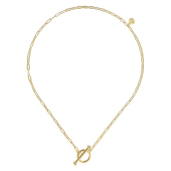 14K Yellow Gold Chain Necklace with Toggle  angle 2