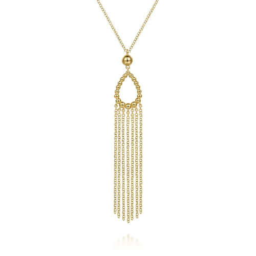 14K Yellow Gold Chain Tassel Pendant Necklace