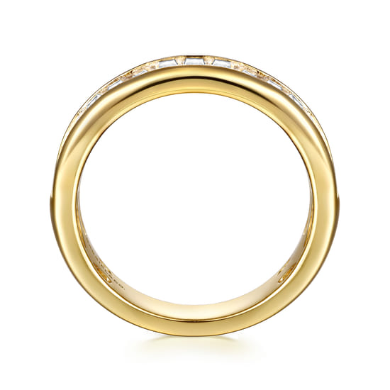 14K Yellow Gold Channel Baguette Diamond Anniversary Band angle 2