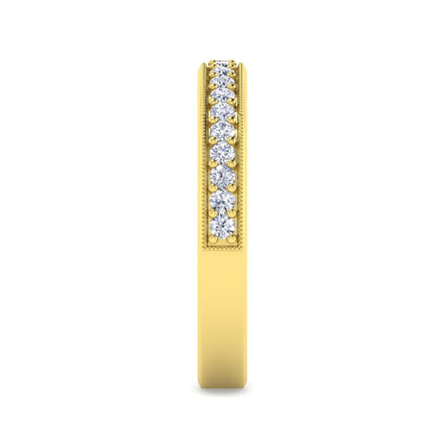 14K Yellow Gold Channel Prong Diamond Anniversary Band with Milgrain
