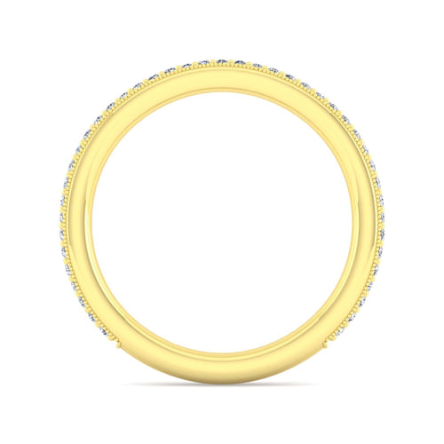 14K Yellow Gold Channel Prong Diamond Anniversary Band with Milgrain