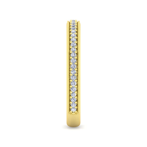 14K Yellow Gold Channel Prong Diamond Anniversary Band with Milgrain