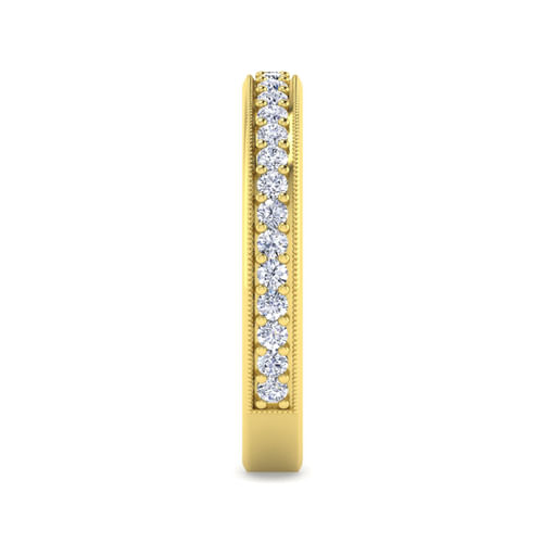 14K Yellow Gold Channel Prong Diamond Anniversary Band with Milgrain