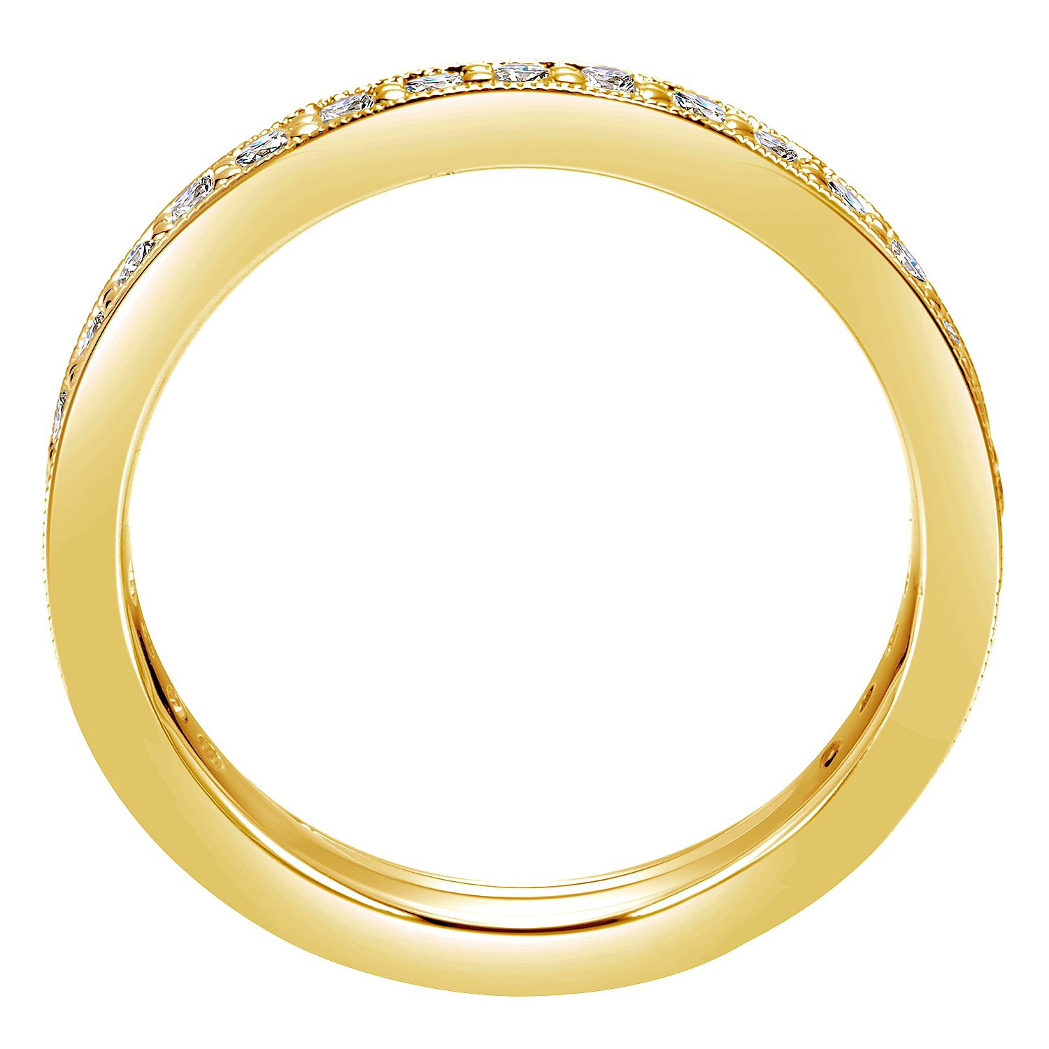 14K Yellow Gold Channel Prong Diamond Eternity Band with Milgrain