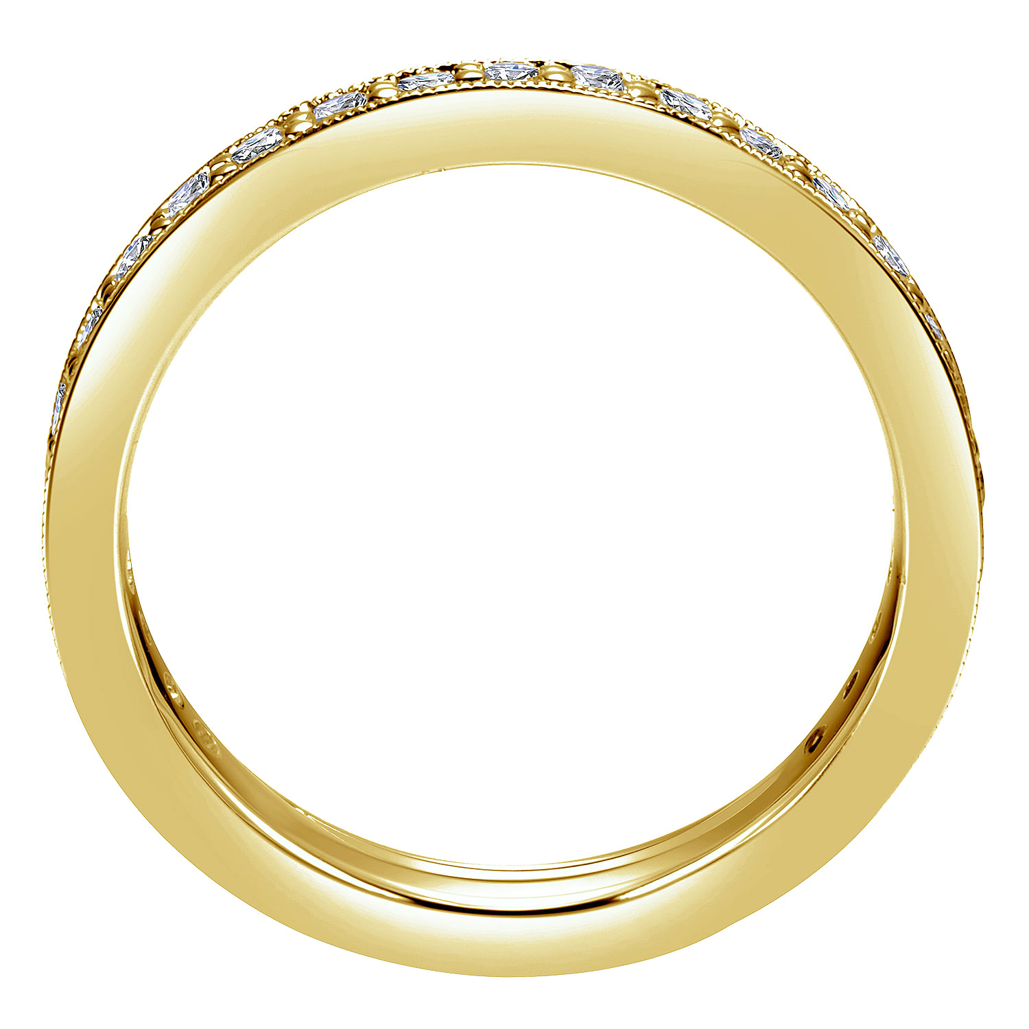 14K Yellow Gold Channel Prong Diamond Eternity Band with Milgrain