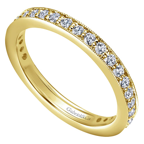 14K Yellow Gold Channel Prong Diamond Eternity Band with Milgrain