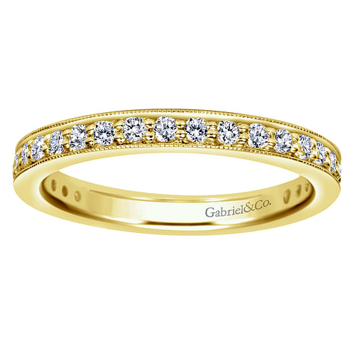 14K Yellow Gold Channel Prong Diamond Eternity Band with Milgrain