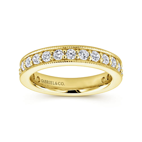 14K Yellow Gold Channel Prong Set Diamond Eternity Band