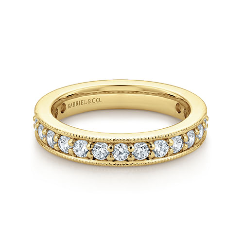 14K Yellow Gold Channel Prong Set Diamond Eternity Band