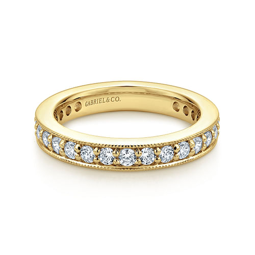 14K Yellow Gold Channel Prong Set Diamond Eternity Band