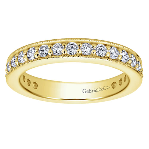 14K Yellow Gold Channel Prong Set Diamond Eternity Band