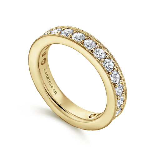 14K Yellow Gold Channel Prong Set Diamond Eternity Band