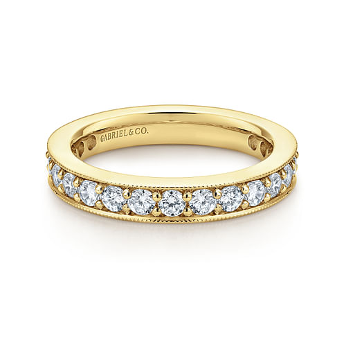 14K Yellow Gold Channel Prong Set Diamond Eternity Band