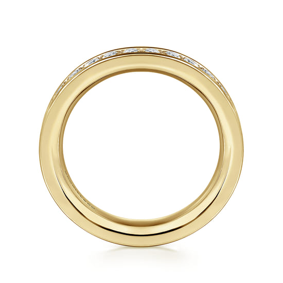 14K Yellow Gold Channel Prong Set Diamond Eternity Band angle 2