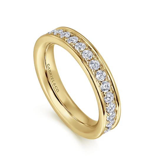 14K Yellow Gold Channel Prong Set Diamond Eternity Band angle 3
