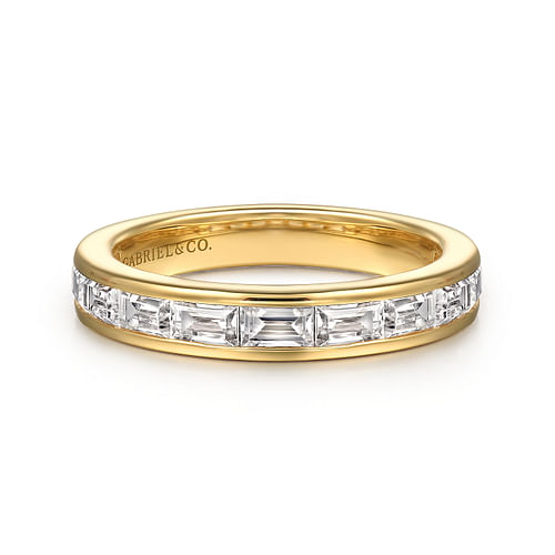 14K Yellow Gold Channel Set Baguette Diamond Anniversary Band