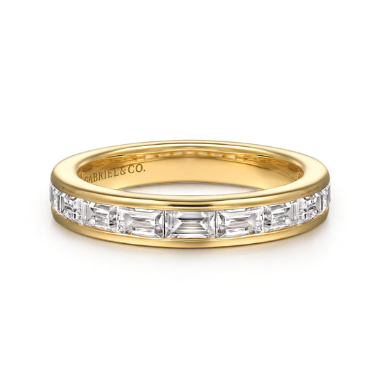 14K Yellow Gold Channel Set Baguette Diamond Anniversary Band