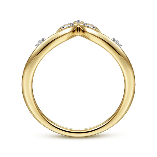 14K Yellow Gold Chevron Diamond Ring