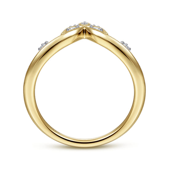 14K Yellow Gold Chevron Diamond Ring angle 2