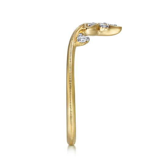 14K Yellow Gold Chevron Diamond Ring angle 4