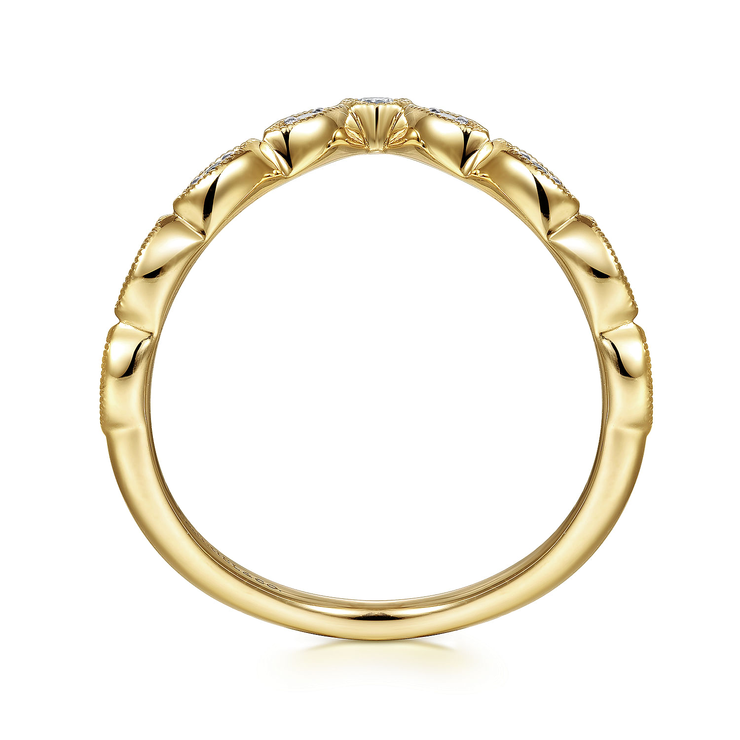 14K Yellow Gold Chevron Diamond Ring