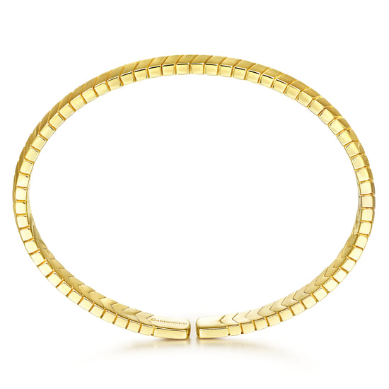 14K Yellow Gold Chevron Open Cuff Bracelet angle 3