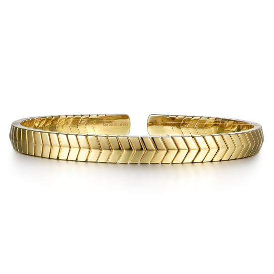 Gabriel - 14K Yellow Gold Chevron Pattern Cuff Bracelet