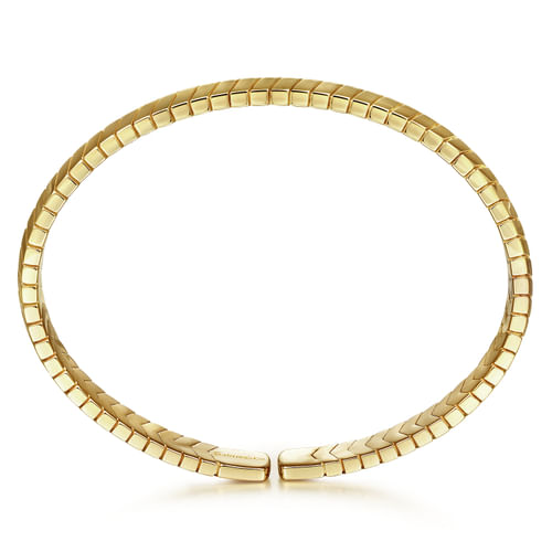 14K Yellow Gold Chevron Pattern Cuff Bracelet