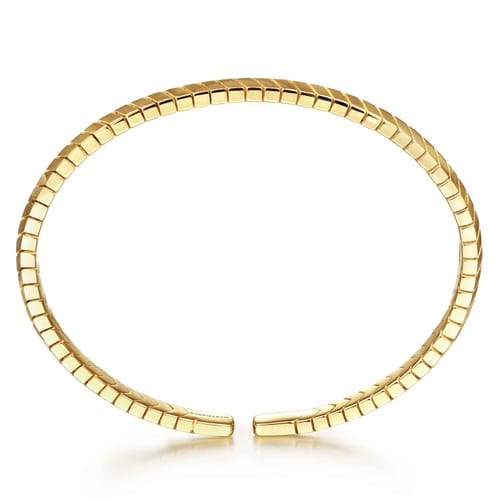 14K Yellow Gold Chevron Split Bangle 
