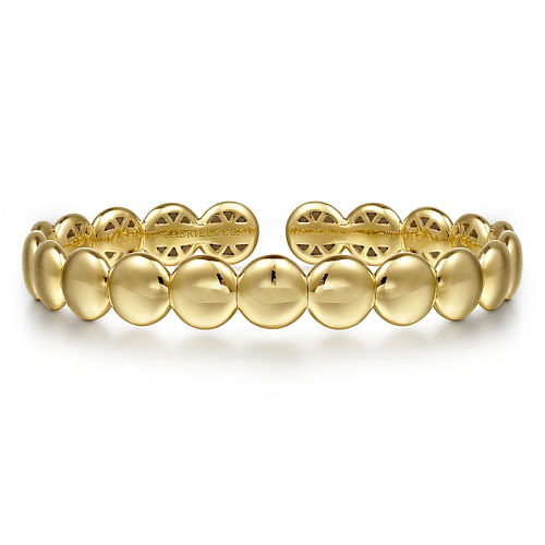 14K Yellow Gold Circle Cuff Bangle