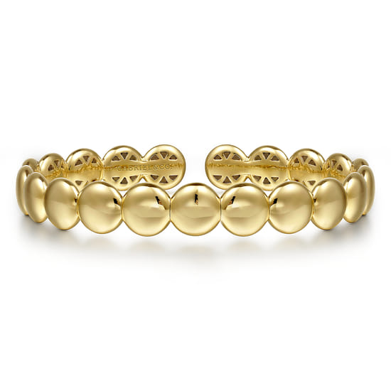14K Yellow Gold Circle Cuff Bangle