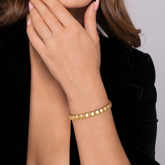 14K Yellow Gold Circle Cuff Bangle angle 4