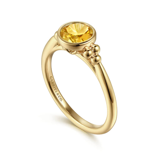 14K Yellow Gold Citrine Bujukan Promise Ring