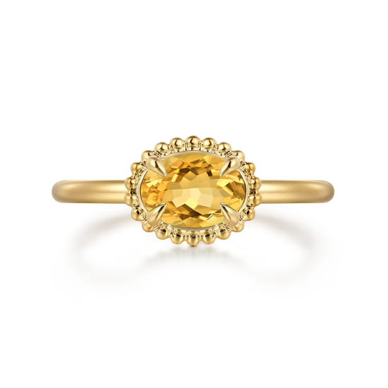 14K Yellow Gold Citrine Bujukan Promise Ring