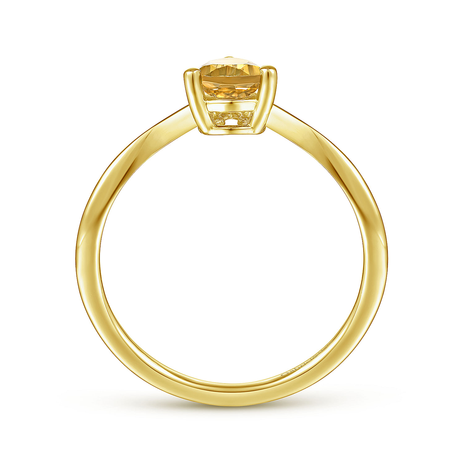 14K Yellow Gold Citrine Diamond Chevron Ring