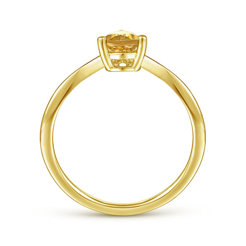 14K Yellow Gold Citrine Diamond Chevron Ring