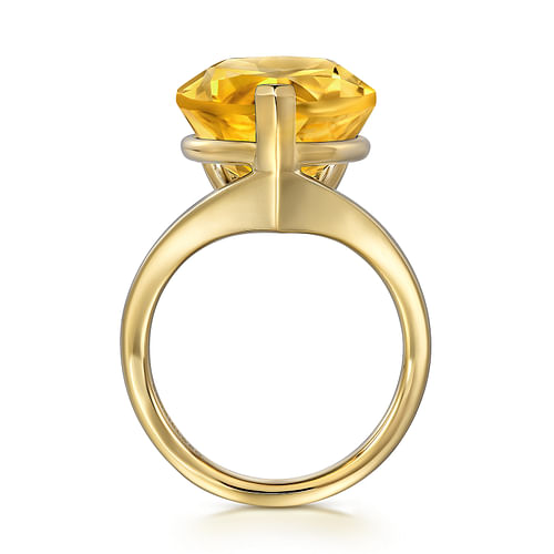 14K Yellow Gold Citrine Pear Ladies Ring