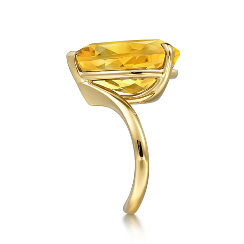 14K Yellow Gold Citrine Pear Ladies Ring