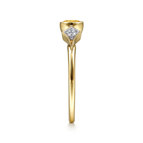 14K Yellow Gold Citrine and Diamond Promise Ring
