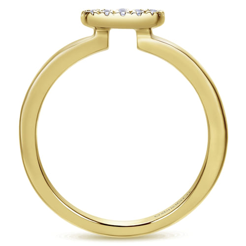 14K Yellow Gold Classic Cushion Shape Diamond Pavé Ring