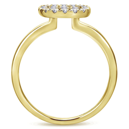 14K Yellow Gold Classic Cushion Shape Diamond Pavé Ring