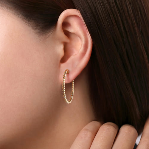 14K Yellow Gold Classic Hoop Earrings, 30mm-Bujukan 14K Yellow Gold Classic Hoop Earrings, 30mm-Bujukan