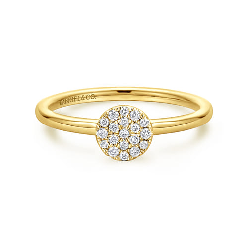 14K Yellow Gold Classic Round Diamond Pavé Promise Ring