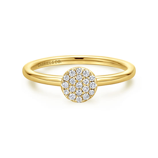 Gabriel - 14K Yellow Gold Classic Round Diamond Pavé Promise Ring