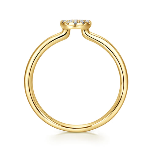 14K Yellow Gold Classic Round Diamond Pavé Promise Ring