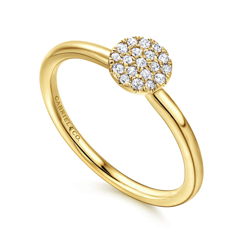14K Yellow Gold Classic Round Diamond Pavé Promise Ring