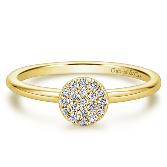 Gabriel - 14K Yellow Gold Classic Round Diamond Pavé Ring