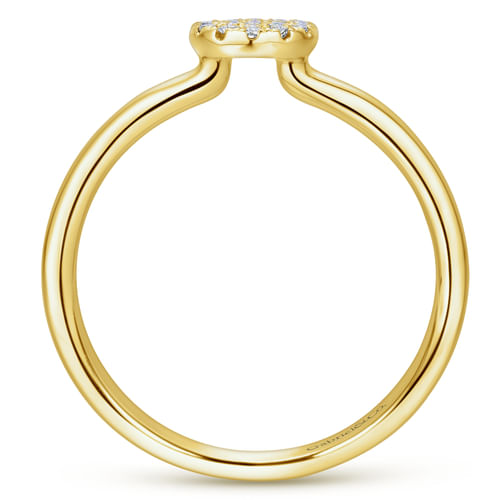 14K Yellow Gold Classic Round Diamond Pavé Ring